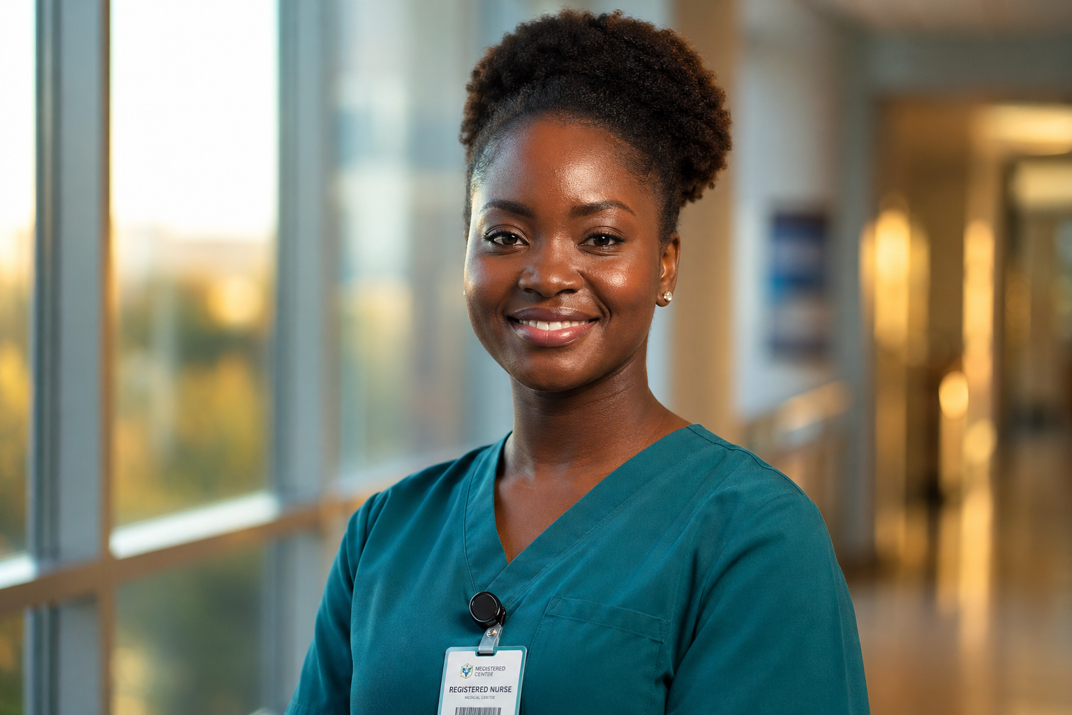 Healthcare assistant smiling