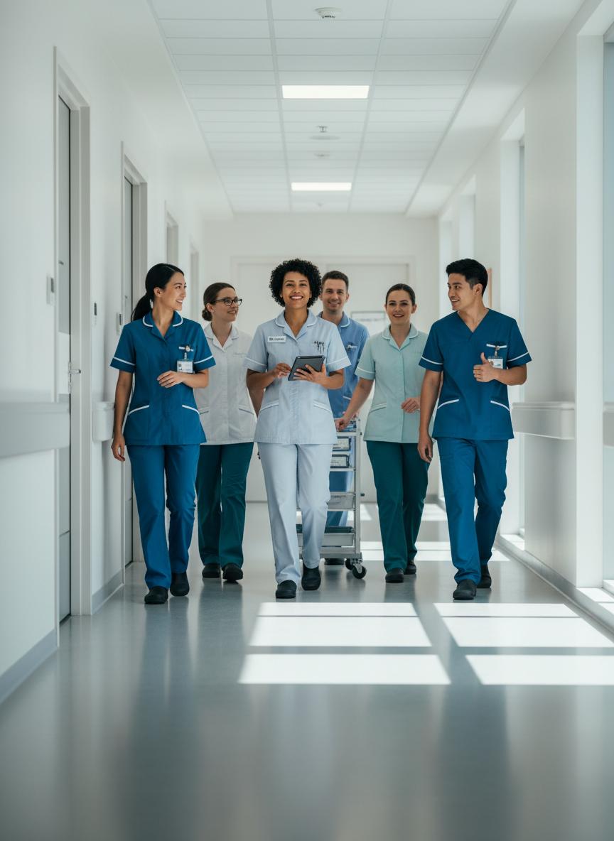 Healthcare team walking together