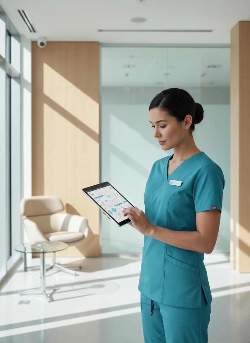 Nurse reviewing patient chart